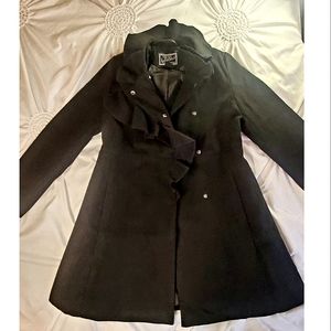 Girls Fall/ Winter Black Peacoat Ruffle Collar size 7-8 year